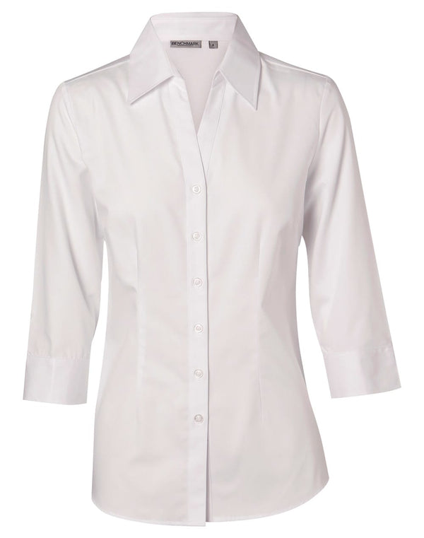 Womens CVC Oxford 3/4 Sleeve Shirt [53-M8040Q]