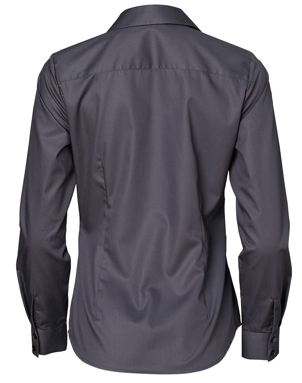 Ladies Dobby Striped Taped L/S Shirt [53-M8110L]