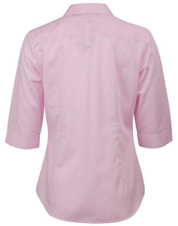 Ladies Dobby Striped Taped 3/4 Sleeve Shirt [53-M8110Q]