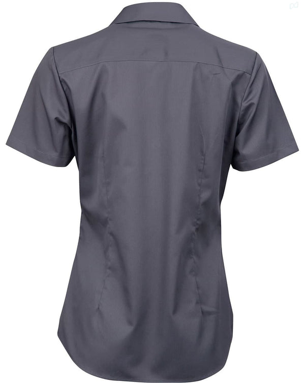 Ladies Dobby Striped Taped S/S Shirt [53-M8110S]