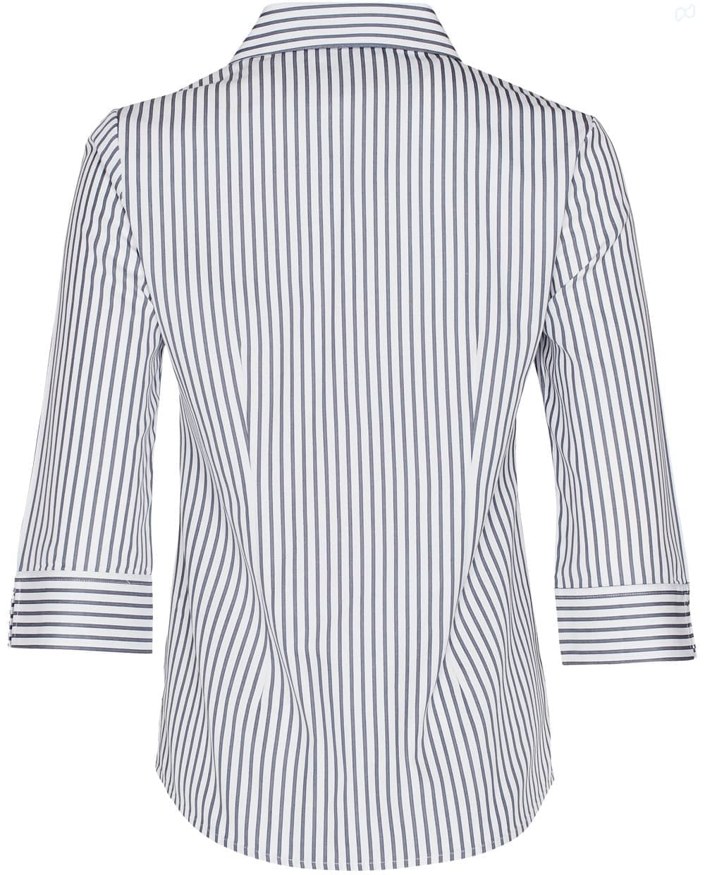 Womens Sateen Stripe 3/4 Sleeve Shirt [53-M8310Q]