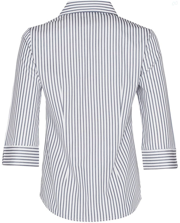 Womens Sateen Stripe 3/4 Sleeve Shirt [53-M8310Q]