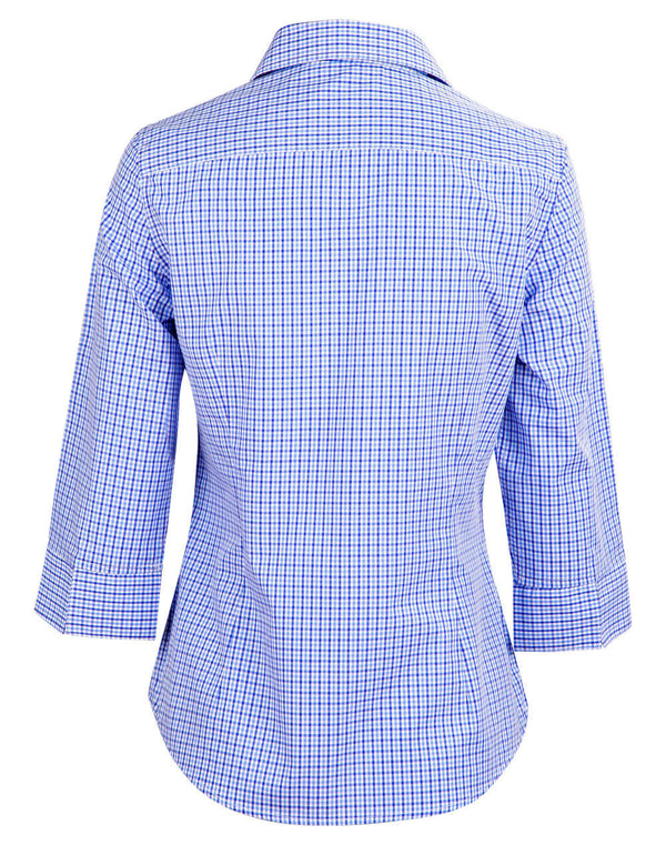Ladies Two Tone Check 3/4 Sleeve Shirt [53-M8320Q]