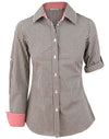 Womens Gingham Check Rollup L/S Shirt [53-M8330L]
