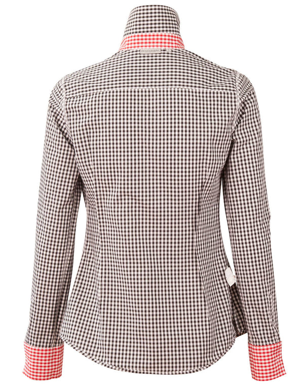 Womens Gingham Check Rollup L/S Shirt [53-M8330L]