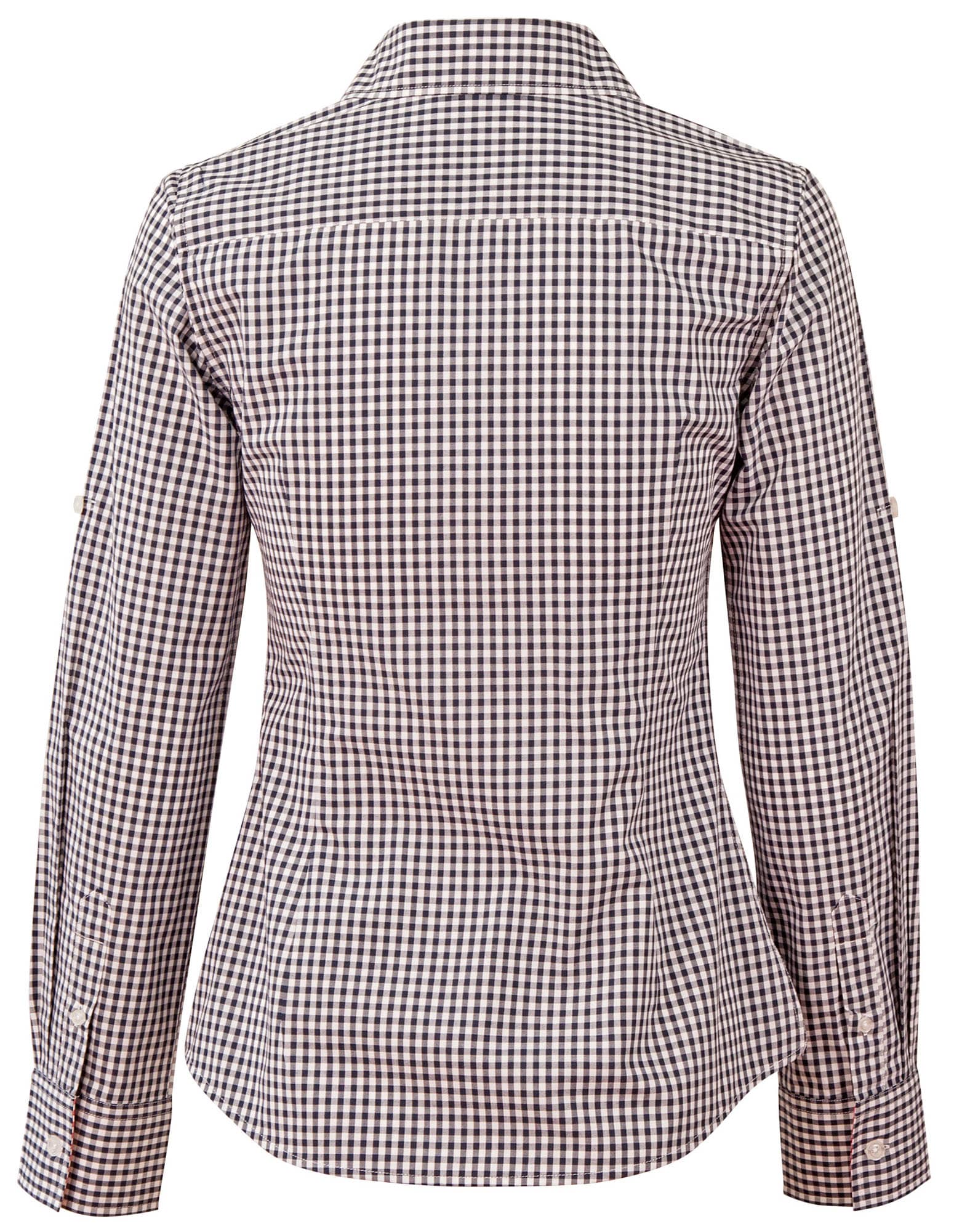 Womens Gingham Check Rollup L/S Shirt [53-M8330L]