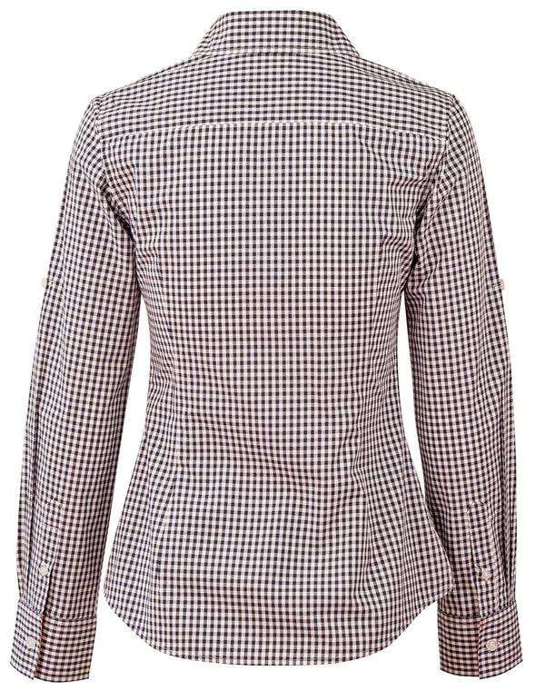 Womens Gingham Check Rollup L/S Shirt [53-M8330L]