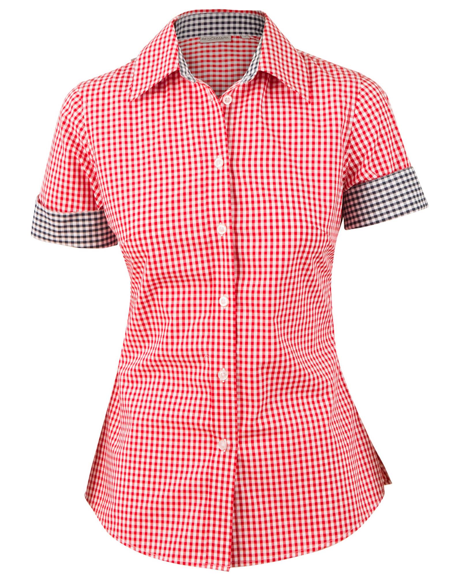 Womens Gingham Check S/S Shirt [53-M8330S]