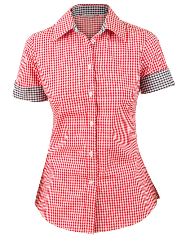 Womens Gingham Check S/S Shirt [53-M8330S]