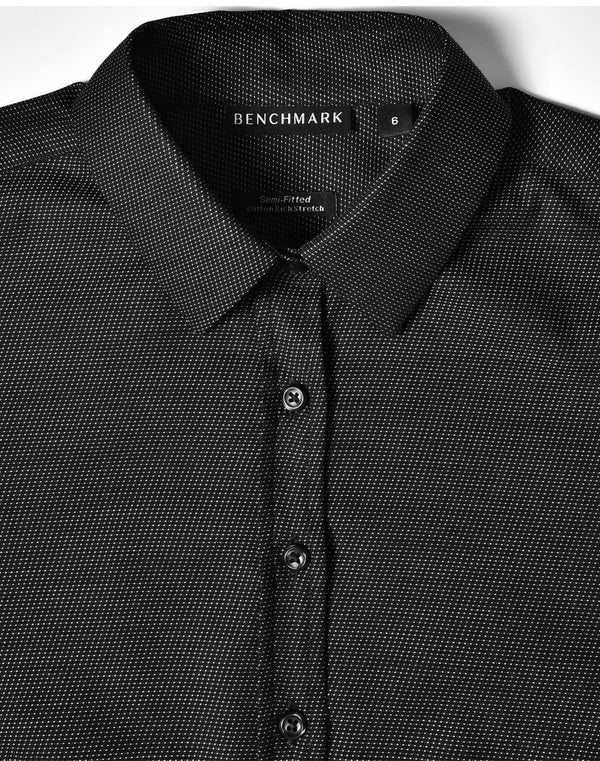 Ladies Pin Dot Stretch L/S Shirt [53-M8400L]