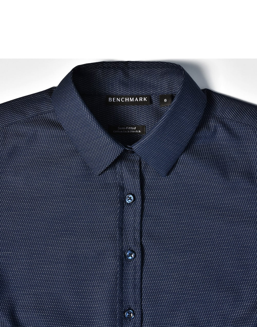 Ladies Pin Dot Stretch L/S Shirt [53-M8400L]