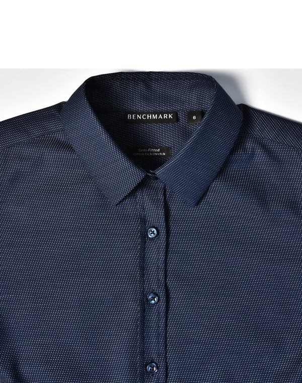 Ladies Pin Dot Stretch L/S Shirt [53-M8400L]