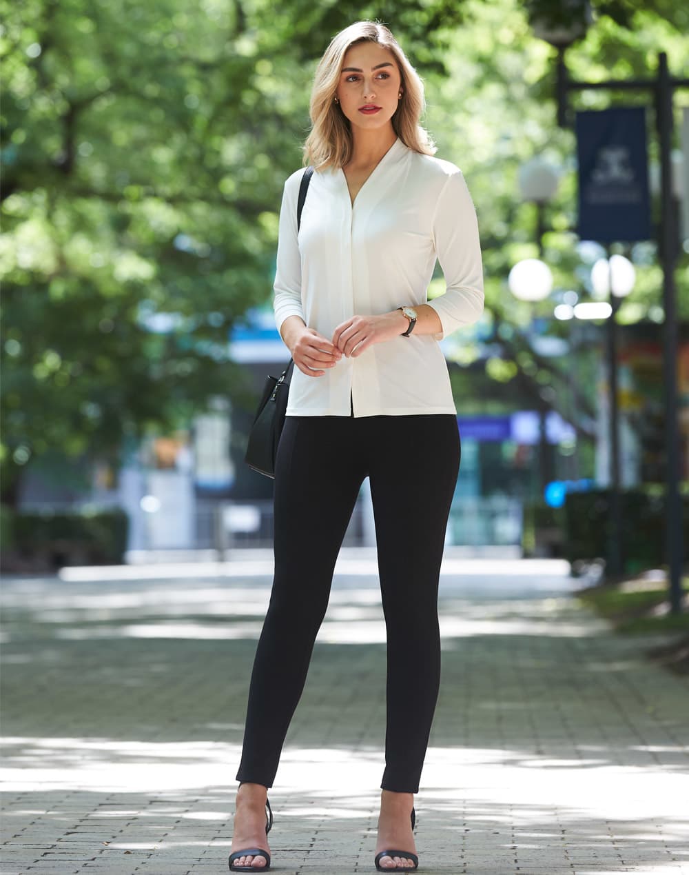 Ladies Mid Sleeve Shawline Knit Top [53-M8830]