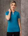 Ladies Vneck with Tab S/S Knit Top [53-M8840]