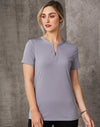 Ladies Vneck with Tab S/S Knit Top [53-M8840]