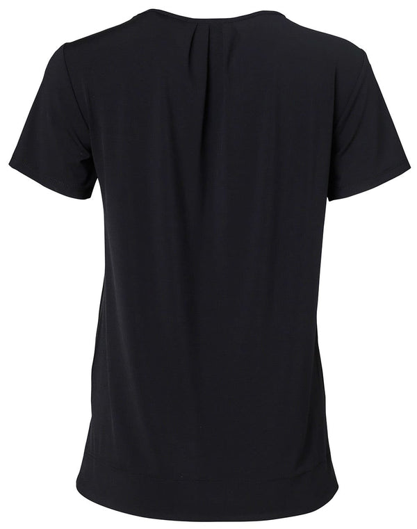 Ladies Round Neck with Pleats S/S Knit Top [53-M8850]