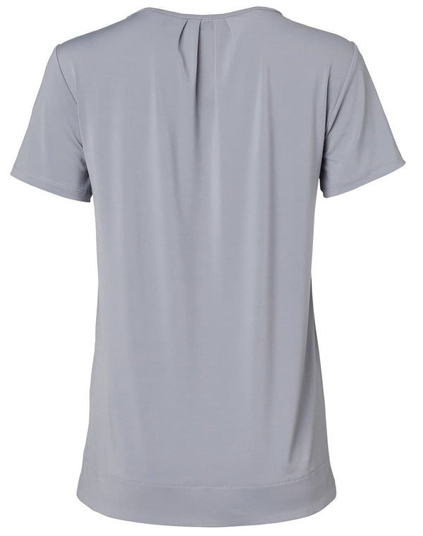 Ladies Round Neck with Pleats S/S Knit Top [53-M8850]
