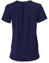 Ladies Round Neck with Pleats S/S Knit Top [53-M8850]