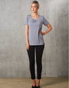 Ladies Round Neck with Pleats S/S Knit Top [53-M8850]