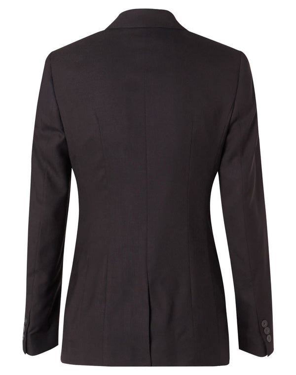 Womens Two Buttons Mid Length Jacket in Poly/Viscose Stretch [53-M9206]