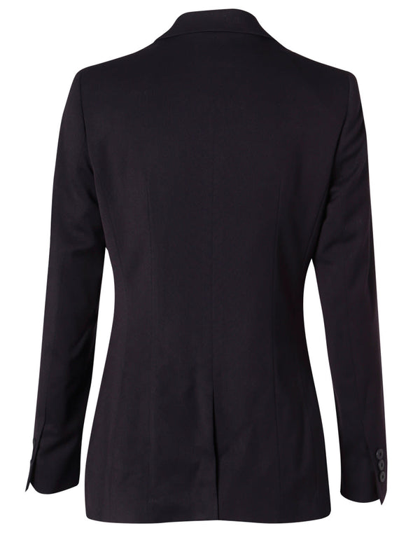 Womens Two Buttons Mid Length Jacket in Poly/Viscose Stretch [53-M9206]