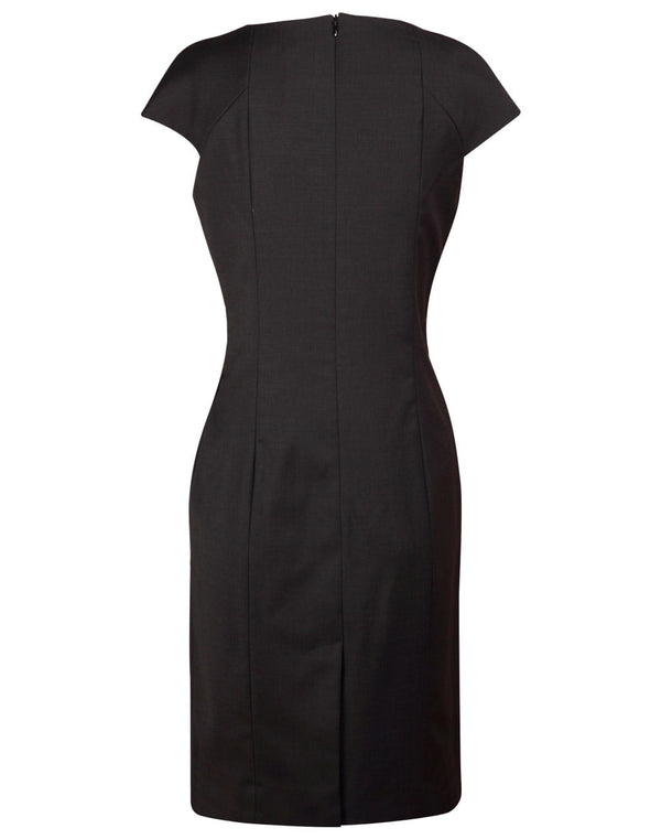 Ladies Wool Blend Stretch Cap Sleeve Dress [53-M9281]