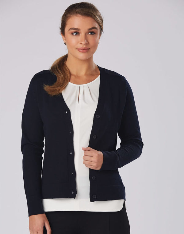Womens 100 Merino Wool L/S Cardigan [53-M9602]