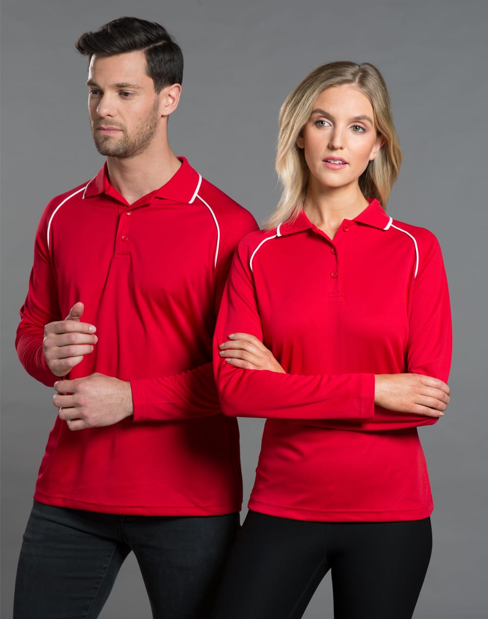 Ladies cooldry raglan L/S polo [53-PS44]