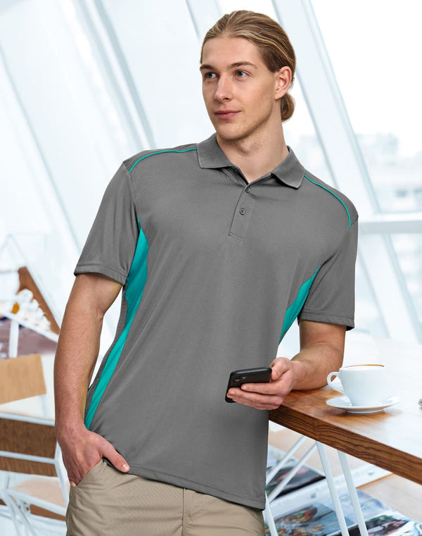 Mens Cooldry S/S Contrast Interlock Polo [53-PS79]