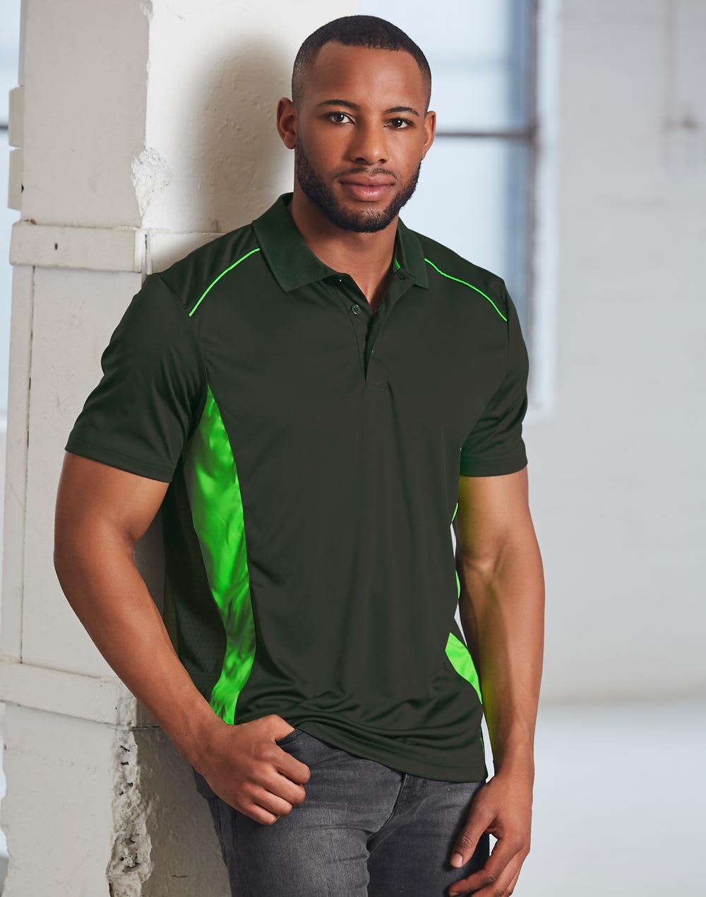 Mens Cooldry S/S Contrast Interlock Polo [53-PS79]