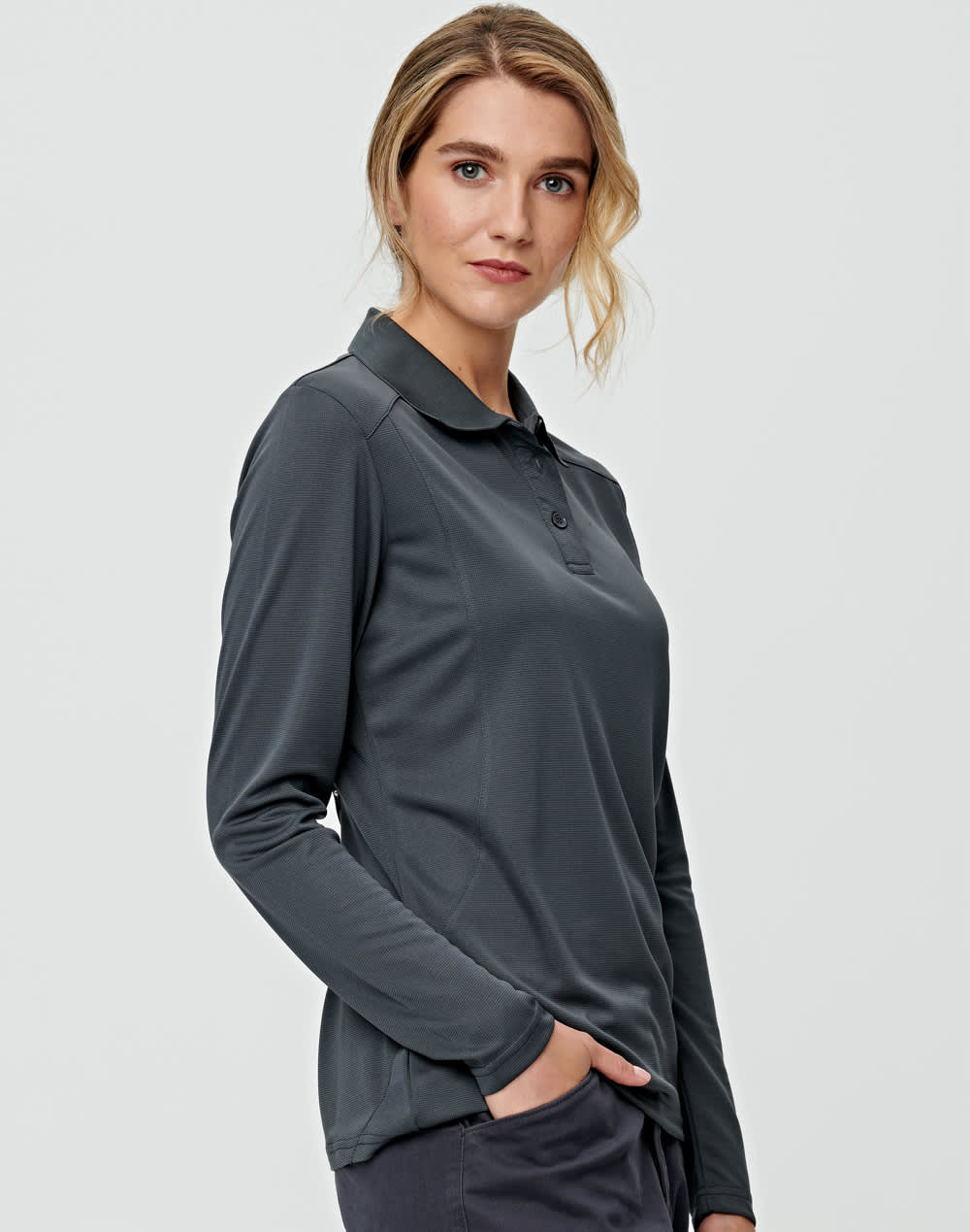 Ladies Bamboo Charcoal L/S Polo [53-PS90]