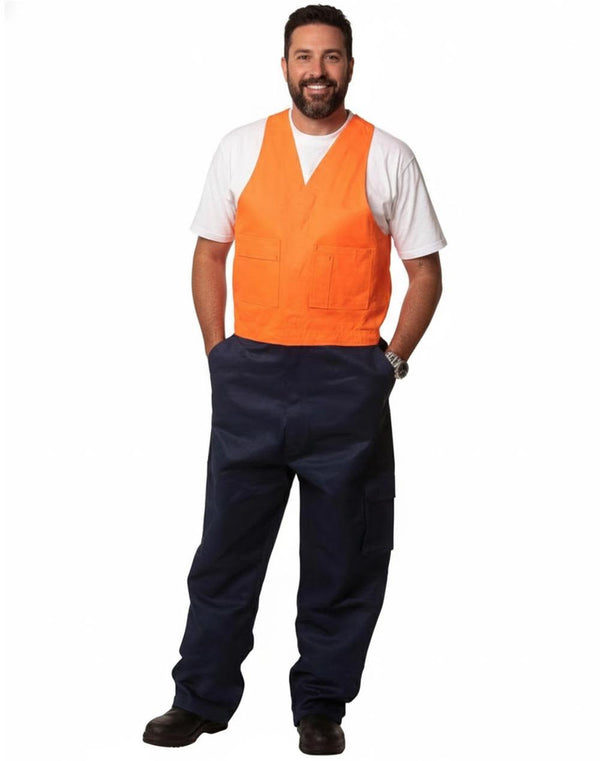 HiHis Two Tone Mens Cotton Drill Action Back OverallStout [53-SW202]