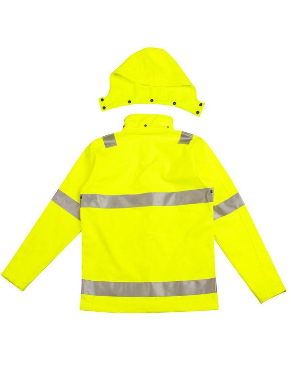 HiVis Softshell Hooded Jacket With 3M Tape [53-SW30]