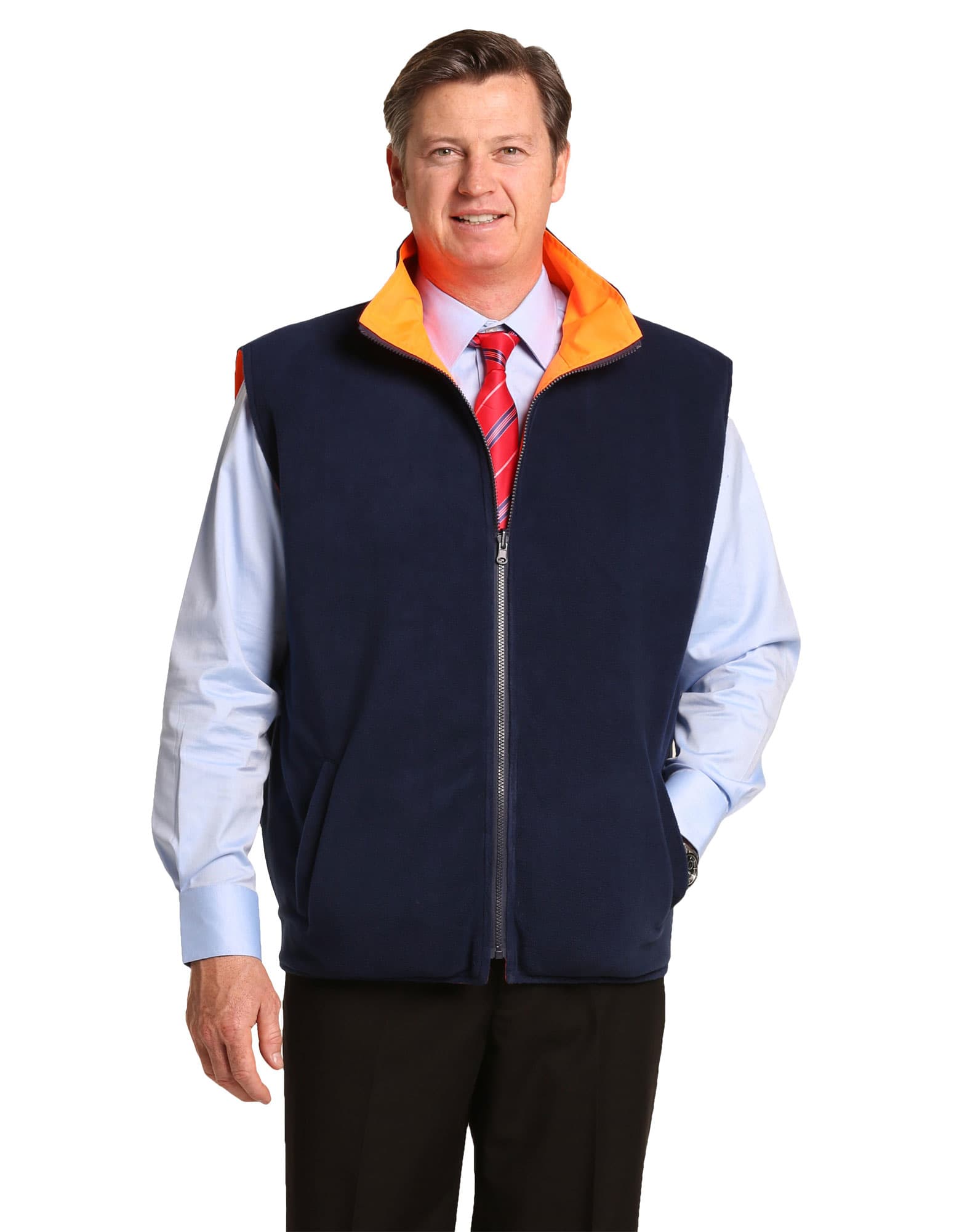 HiVis Reversible Mandarine Collar Safety Vest With 3M Tapes [53-SW49]