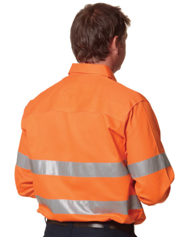 Mens HiVis L/S Drill Shirt With 3M Tapes [53-SW52]