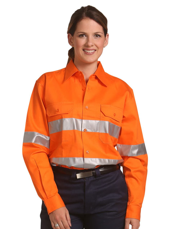 Mens HiVis L/S Drill Shirt With 3M Tapes [53-SW52]