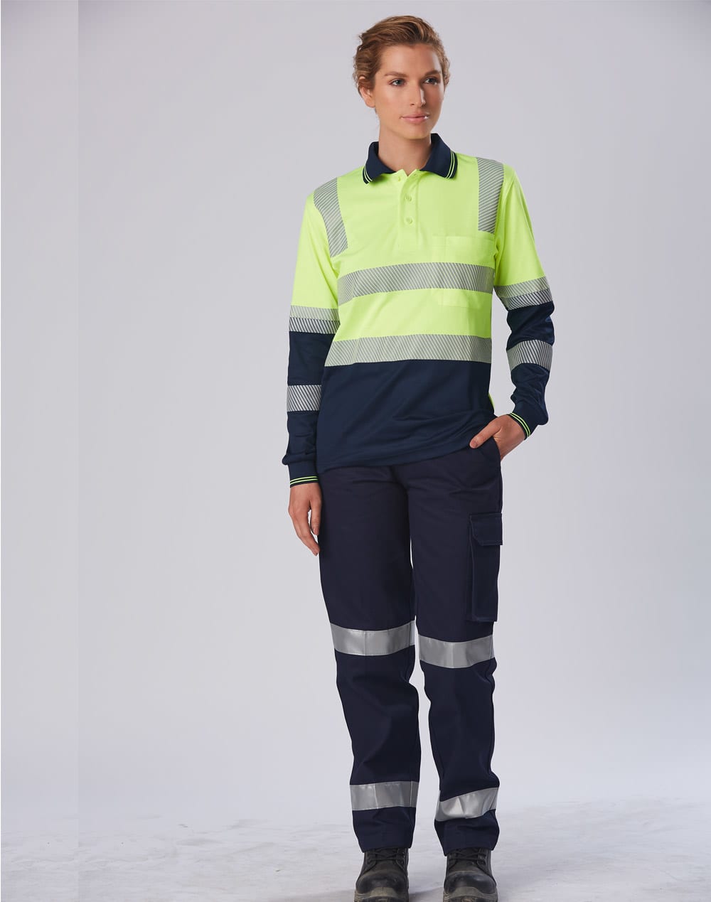 AIW Unisex TrueDry Biomotion Segmented Ls Safety Polo [53-SW74]