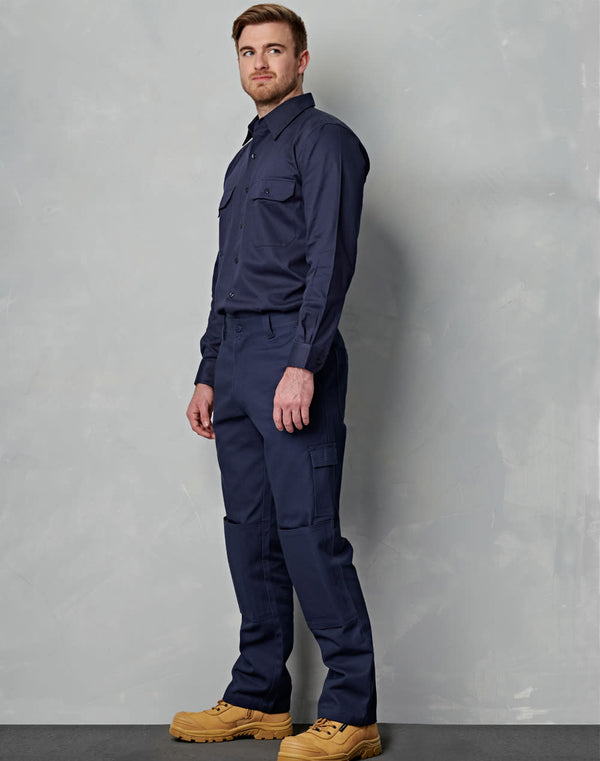 Mens Cotton Drill Preshrunk Cargo Pants With Knee Pads [53-WP03]