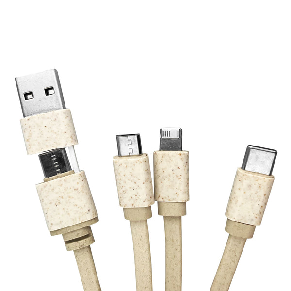 Round Bamboo Charging Cable Key Ring [19-CC006]