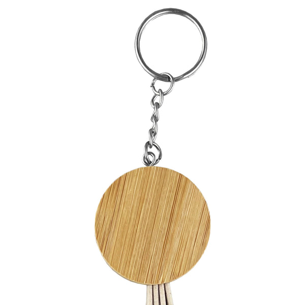 Round Bamboo Charging Cable Key Ring [19-CC006]