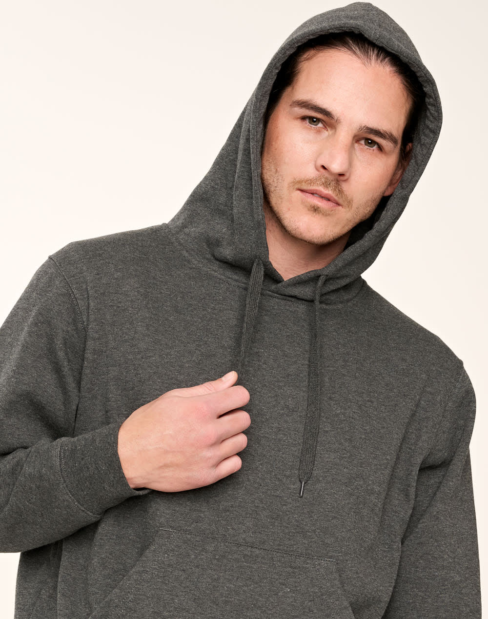 Adults Close Front  Contrast Fleecy Hoodie [53-FL09]