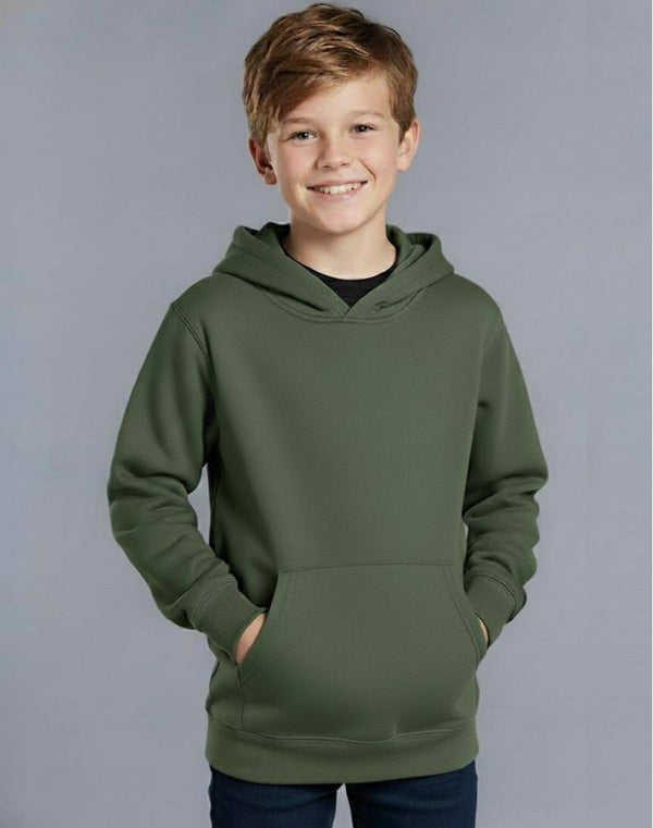 Kids Close Front  Contrast Fleecy Hoodie [53-FL09K]