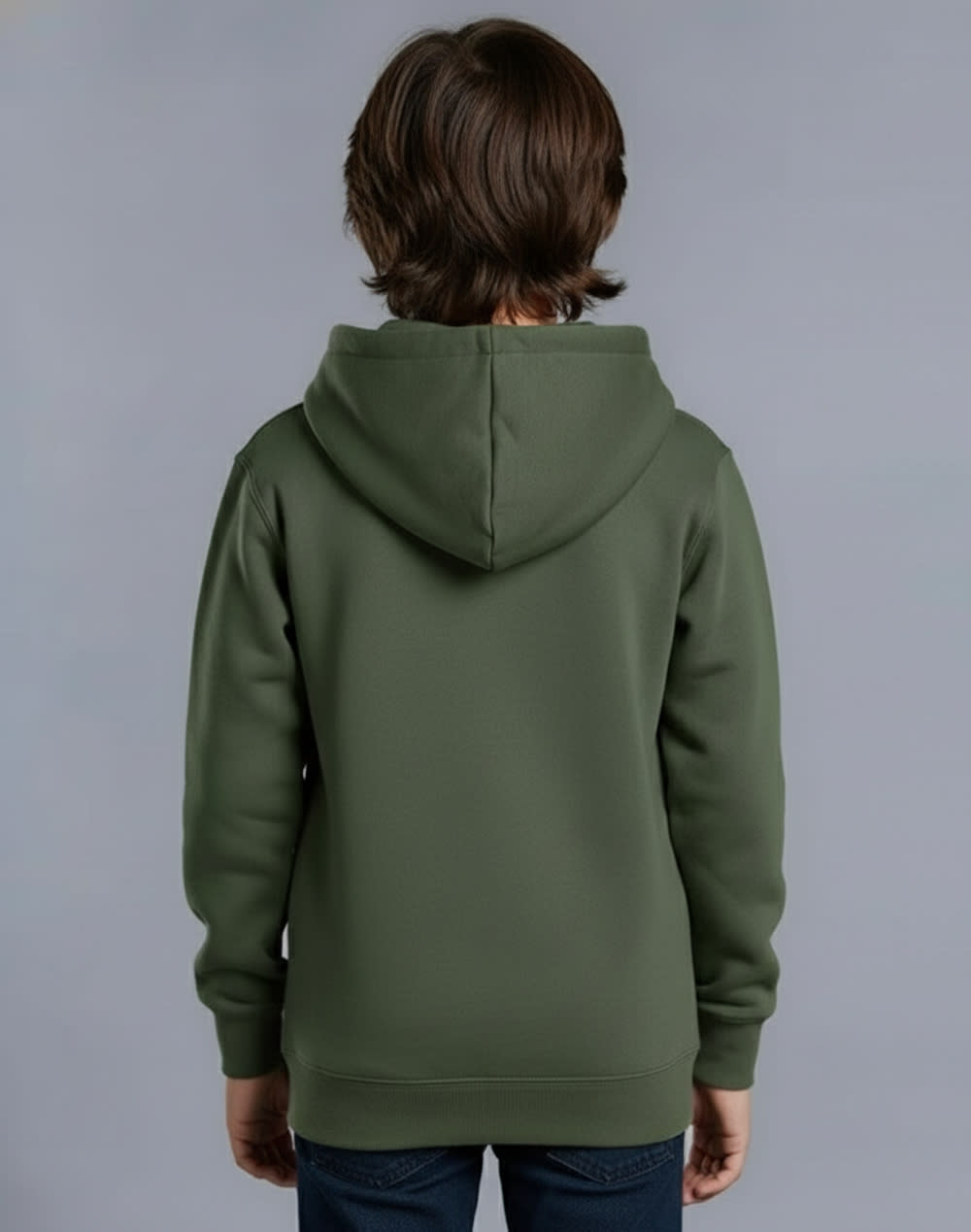 Kids Close Front  Contrast Fleecy Hoodie [53-FL09K]