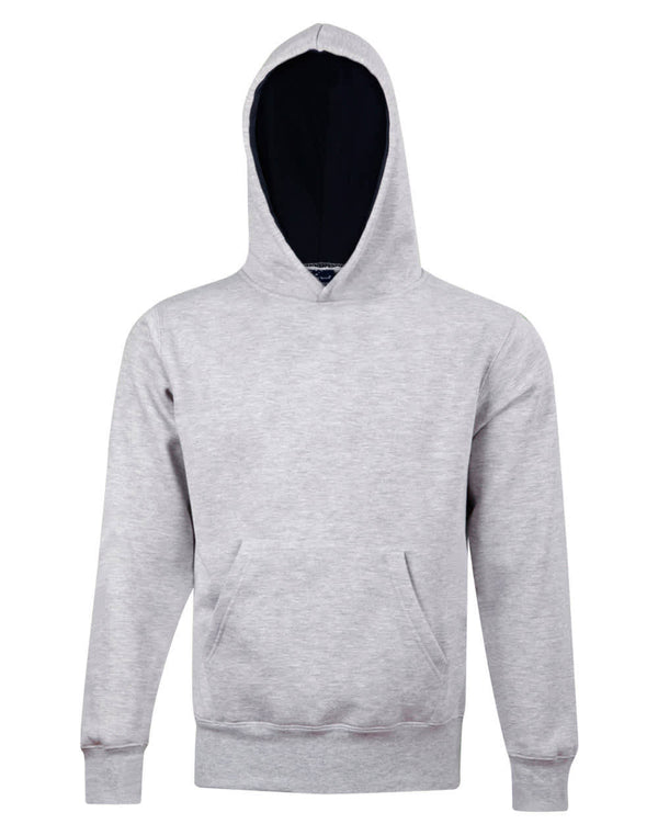 Kids Close Front  Contrast Fleecy Hoodie [53-FL09K]