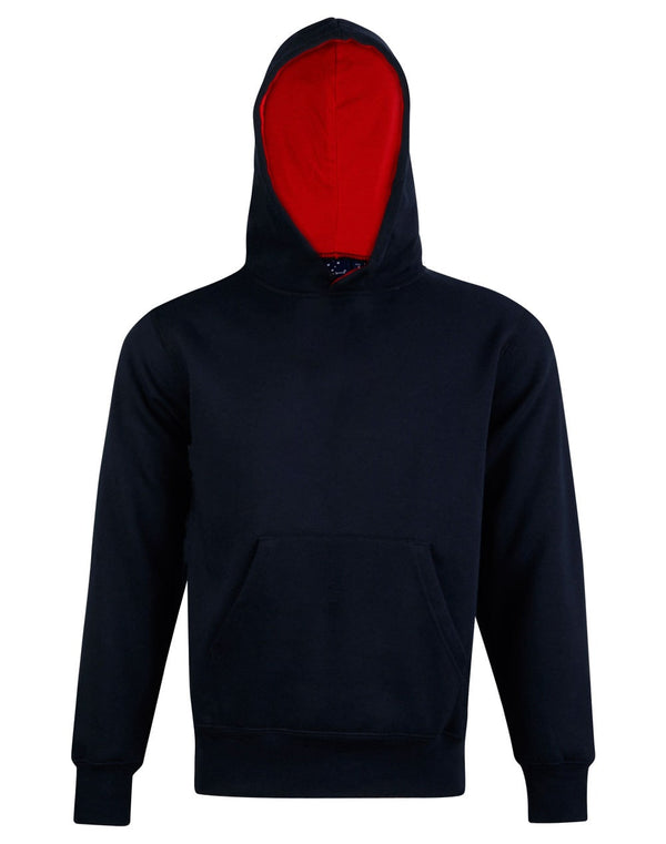 Kids Close Front  Contrast Fleecy Hoodie [53-FL09K]
