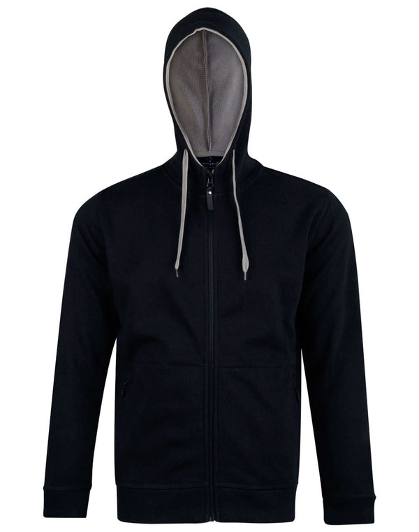 Mens Full Zip Contrast Fleece Hoodie [53-FL17]