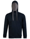 Mens Full Zip Contrast Fleece Hoodie [53-FL17]