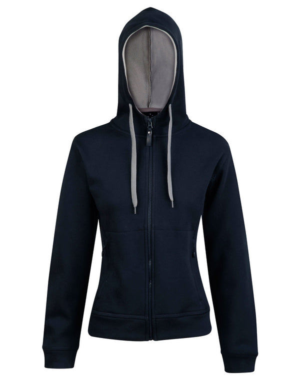 Ladies Full Zip Contrast Fleece Hoodie [53-FL18]