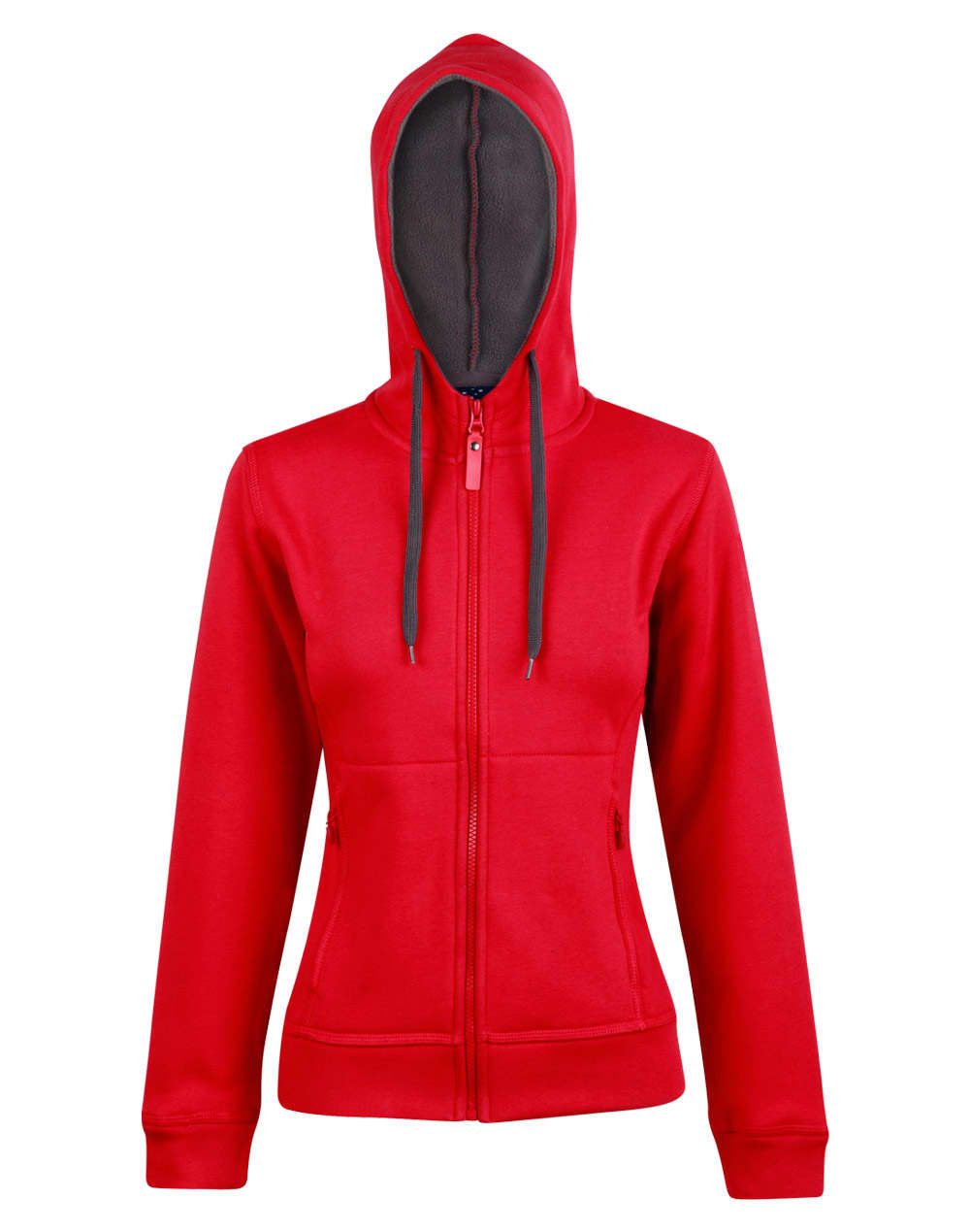 Ladies Full Zip Contrast Fleece Hoodie [53-FL18]