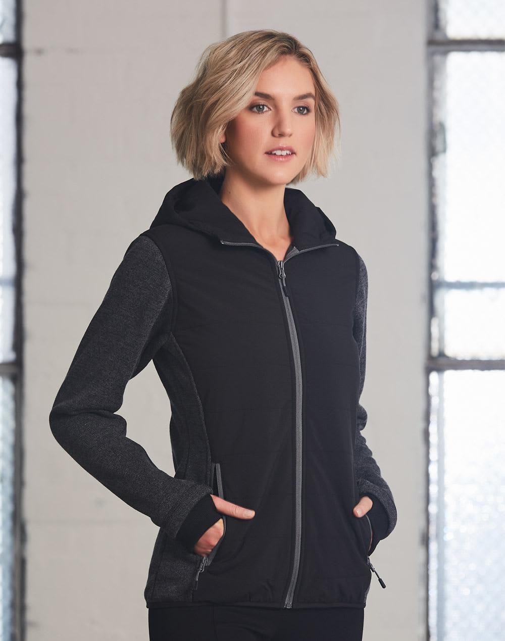 Ladies Heather Sleeve/Quilted Body Jacket [53-JK44]